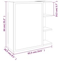 vidaXL Spegelskåp för badrum grå sonoma 62,5x20,5x64cm konstruerat trä - Bild 10