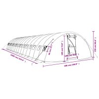 vidaXL Växthus med stålram vit 80 m² 16x5x2,3 m - Bild 12