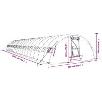 vidaXL Växthus med stålram vit 100 m² 20x5x2,3 m - Bild 12