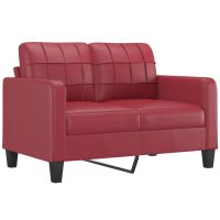 vidaXL 2-sits soffa med prydnadskuddar vinröd 120 cm konstläder - Bild 4