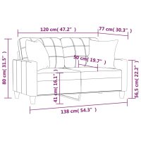 vidaXL 2-sits soffa med prydnadskuddar vinröd 120 cm konstläder - Bild 8