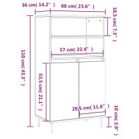 vidaXL Förvaringsskåp sonoma-ek 60x36x110 cm konstruerat trä - Bild 11