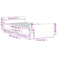 vidaXL Sängram betonggrå 90x200 cm konstruerad trä - Bild 9