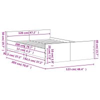 vidaXL Sängram med huvudgavel och fotgavel brun ek 120x200 cm - Bild 9