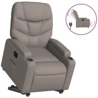 vidaXL Elektrisk reclinerfåtölj med uppresningshjälp taupe tyg - Bild 2