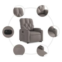 vidaXL Elektrisk reclinerfåtölj med uppresningshjälp taupe tyg - Bild 7