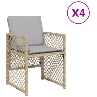 vidaXL Trädgårdsstolar med dynor 4 st blandad beige konstrotting - Bild 2