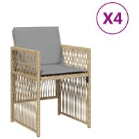 vidaXL Trädgårdsstolar med dynor 4 st blandad beige konstrotting - Bild 2