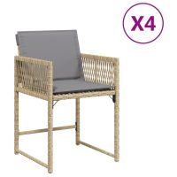 vidaXL Trädgårdsstolar med dynor 4 st blandad beige konstrotting - Bild 2