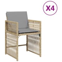 vidaXL Trädgårdsstolar med dynor 4 st blandad beige konstrotting - Bild 2