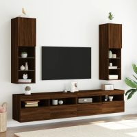 vidaXL Tv-bänk med LED-belysning brun ek 30,5x30x102 cm - Bild 3