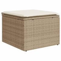 vidaXL Trädgårdspall med dyna beige 55x55x37 cm konstrotting - Bild 2