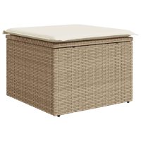 vidaXL Trädgårdspall med dyna beige 55x55x37 cm konstrotting - Bild 2