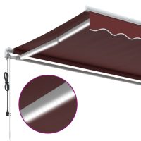 vidaXL Markis automatiskt infällbar med LED vinröd 400x300 cm - Bild 8