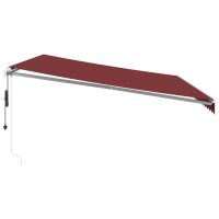 vidaXL Markis automatiskt infällbar med LED vinröd 500x350 cm - Bild 5