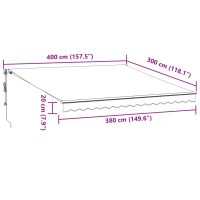 vidaXL Markis automatiskt infällbar med LEDs antracit&vit 400x300 cm - Bild 12