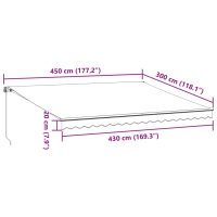 vidaXL Markis manuellt infällbar med LEDs antracit och vit 450x300 cm - Bild 11