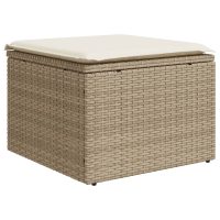 vidaXL Soffgrupp för trädgården med dynor 9 delar beige konstrotting - Bild 6