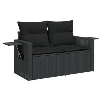 vidaXL Loungegrupp 10 delar med svarta dynor konstrotting - Bild 4