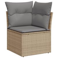 vidaXL Soffgrupp för trädgården med dynor 5 delar beige konstrotting - Bild 3