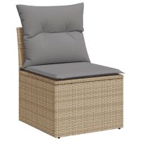 vidaXL Soffgrupp för trädgården med dynor 9 delar beige konstrotting - Bild 5