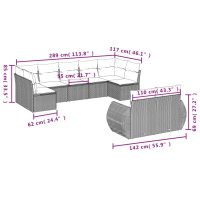 vidaXL Soffgrupp för trädgården med dynor 9 delar beige konstrotting - Bild 7