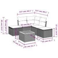 vidaXL Soffgrupp för trädgården med dynor 6 delar beige konstrotting - Bild 11