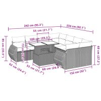 vidaXL Soffgrupp för trädgården med dynor 9 delar beige konstrotting - Bild 10