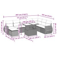 vidaXL Soffgrupp för trädgården med dynor 9 delar beige konstrotting - Bild 11