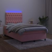 vidaXL Ramsäng med madrass & LED rosa 120x190 cm sammet - Bild 4