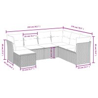 vidaXL Soffgrupp för trädgården med dynor 7 delar grå konstrotting - Bild 4