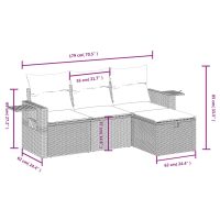 vidaXL Trädgårdssoffset med dynor 4 delar konstrotting grå - Bild 4