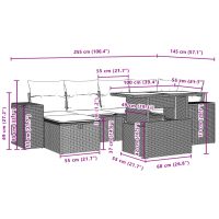 vidaXL Soffgrupp för trädgården med dynor 7 delar grå konstrotting - Bild 12