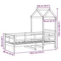 vidaXL Dagbädd med tak 90x190 cm massiv furu - Bild 12