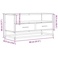 vidaXL Tv-bänk sonoma-ek 80x34,5x40 cm konstruerat trä och metall - Bild 10