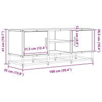 vidaXL Tv-bänk brun ek 100x35x41 cm konstruerat trä och metall - Bild 10