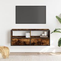 vidaXL Tv-bänk rökfärgad ek 100x31x39,5 cm konstruerat trä och metall - Bild 3