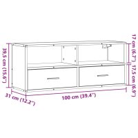 vidaXL Tv-bänk rökfärgad ek 100x31x39,5 cm konstruerat trä och metall - Bild 11