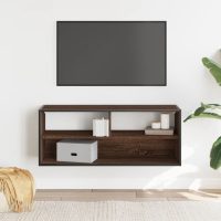 vidaXL Tv-bänk brun ek 100x31x39,5 cm konstruerat trä och metall - Bild 3