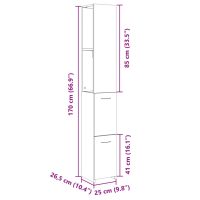 vidaXL Badrumsskåp sonoma-ek 25x26,5x170 cm konstruerat trä - Bild 10