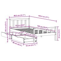 vidaXL Sängram utan madrass vaxbrun 75x190 cm massiv furu - Bild 11