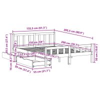 vidaXL Sängram utan madrass vaxbrun 150x200 cm massiv furu - Bild 11