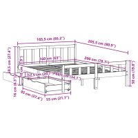 vidaXL Sängram utan madrass vaxbrun 160x200 cm massiv furu - Bild 11