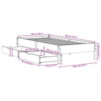 vidaXL Sängram utan madrass vaxbrun 100x200 cm massiv furu - Bild 11