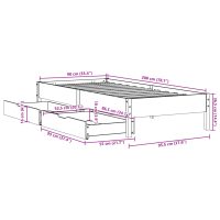 vidaXL Sängram utan madrass vaxad brun 90x200 cm massiv furu - Bild 11