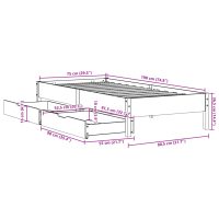 vidaXL Sängram utan madrass vaxbrun 75x190 cm massiv furu - Bild 11