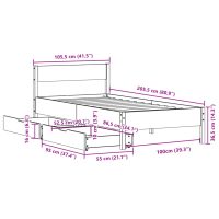 vidaXL Sängram utan madrass vaxbrun 100x200 cm massiv furu - Bild 12