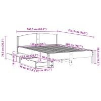 vidaXL Sängram utan madrass vaxbrun 160x200 cm massiv furu - Bild 11