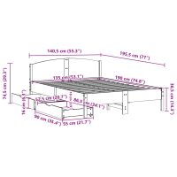 vidaXL Sängram utan madrass vaxbrun 135x190 cm massiv furu - Bild 11