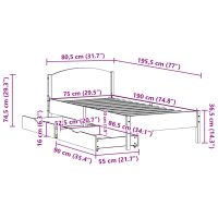 vidaXL Sängram utan madrass vaxbrun 75x190 cm massiv furu - Bild 11